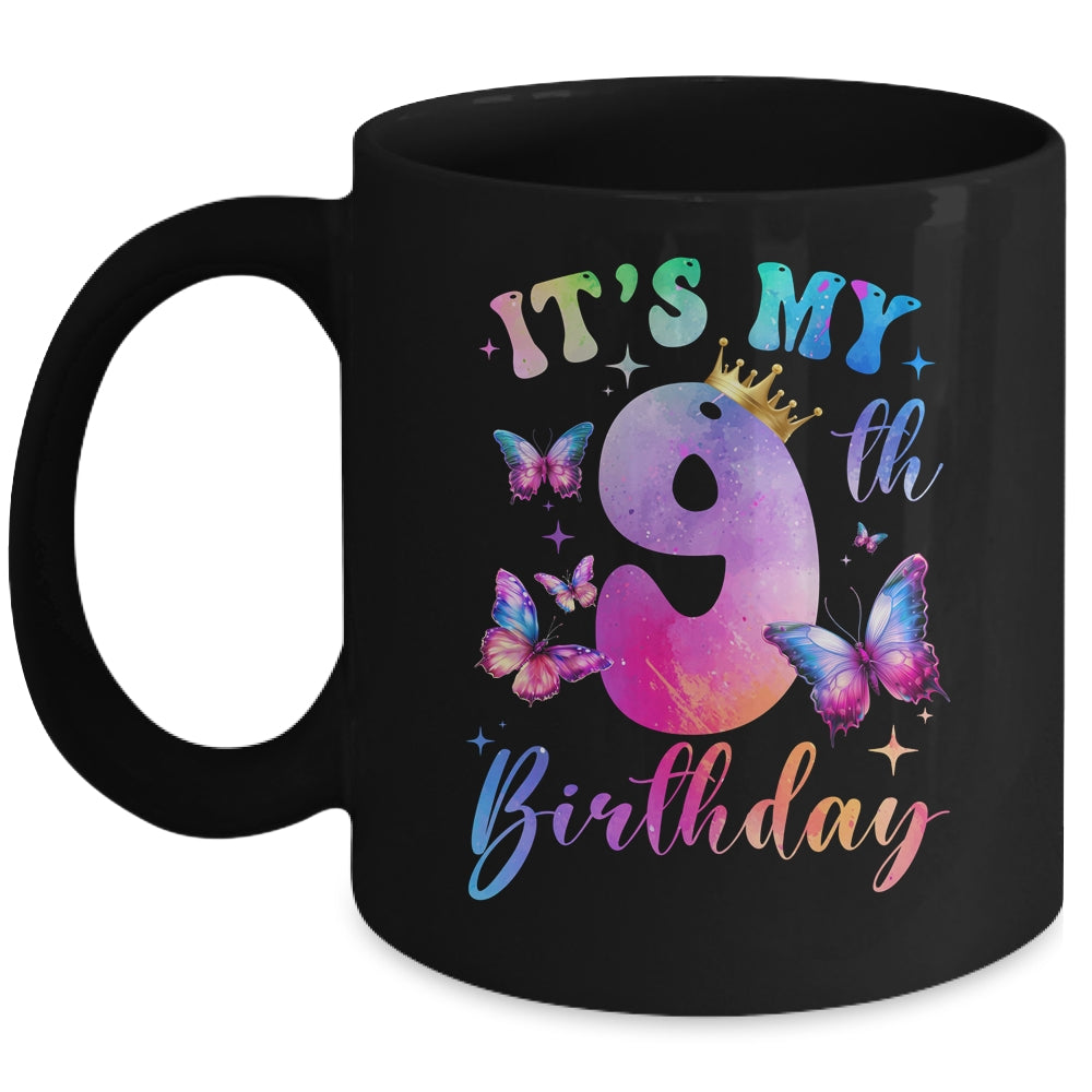 Its My 9th Birthday Girls Butterfly Theme Party 9 Year Old Mug | teecentury