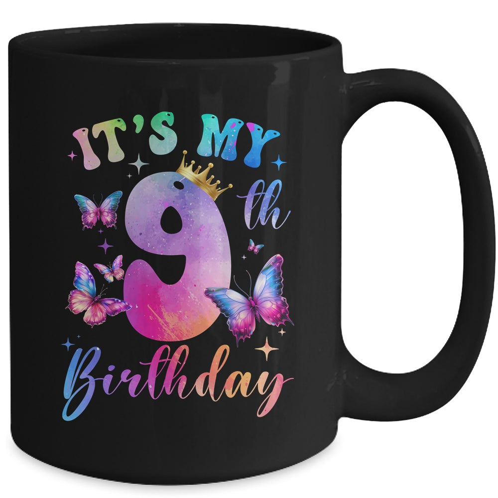 Its My 9th Birthday Girls Butterfly Theme Party 9 Year Old Mug | teecentury