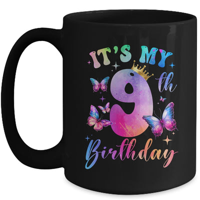 Its My 9th Birthday Girls Butterfly Theme Party 9 Year Old Mug | teecentury