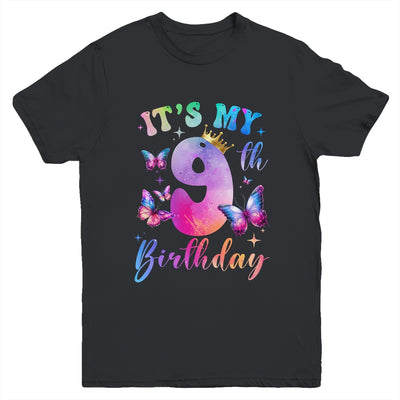 Its My 9th Birthday Girls Butterfly Theme Party 9 Year Old Youth Shirt | teecentury