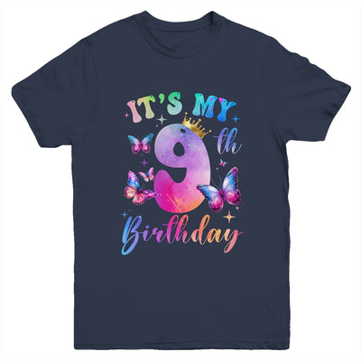 Its My 9th Birthday Girls Butterfly Theme Party 9 Year Old Youth Shirt | teecentury