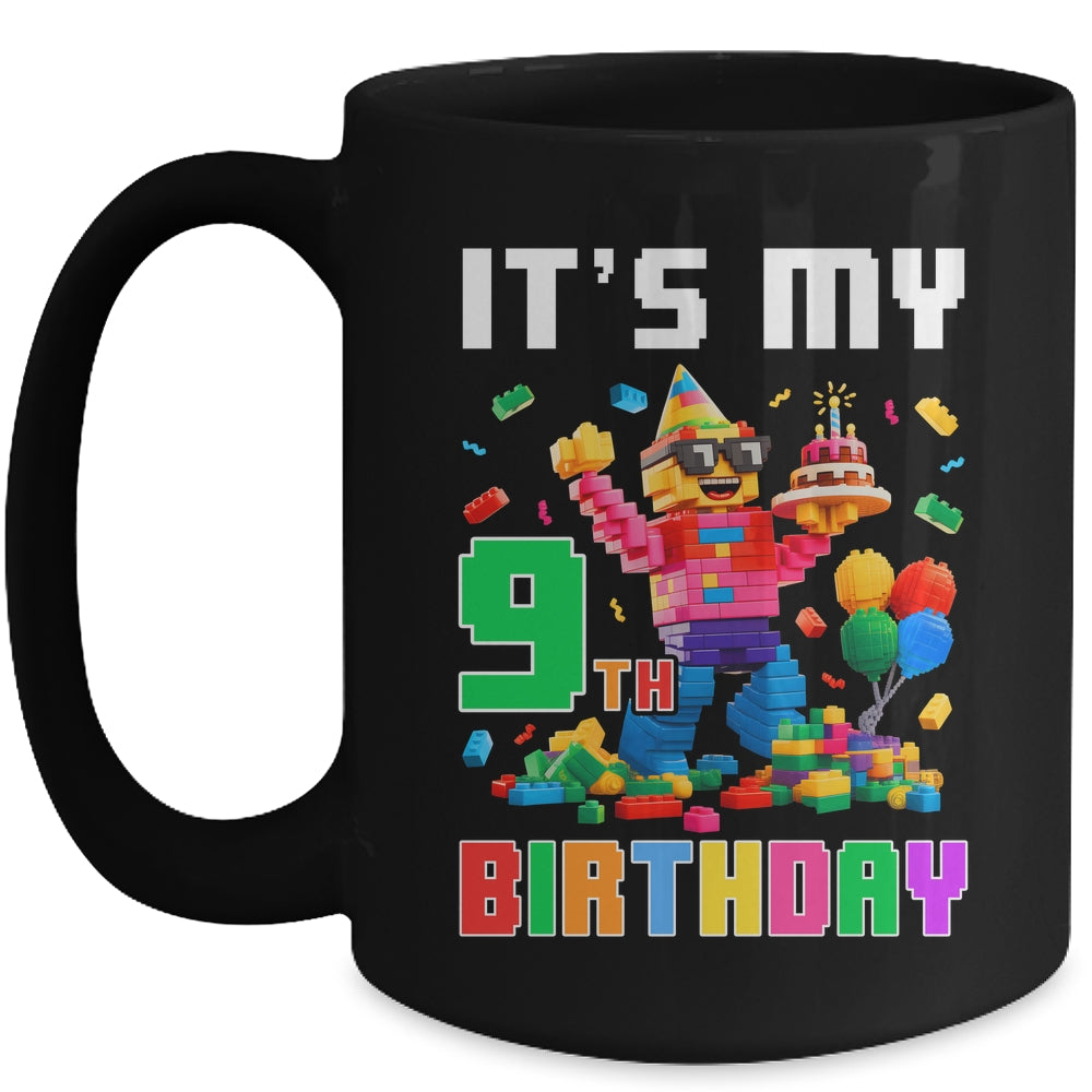 Its My 9th Nine Birthday Building Brick 9 Nine Old Boys Mug | teecentury