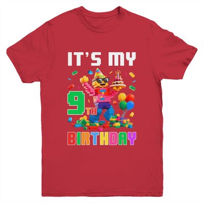 Its My 9th Nine Birthday Building Brick 9 Nine Old Boys Youth Shirt | teecentury