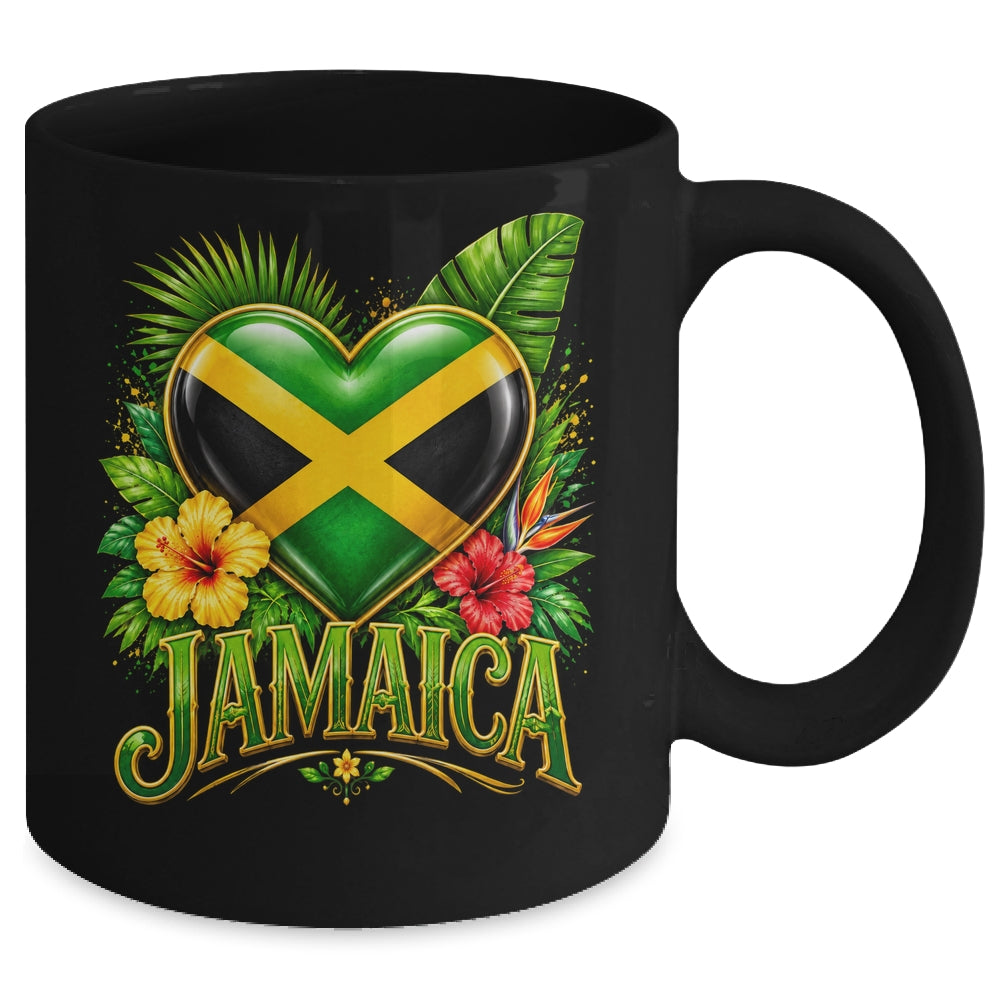 Jamaica Flag Heart Watercolors Jamaican Vacation Men Women Mug | teecentury