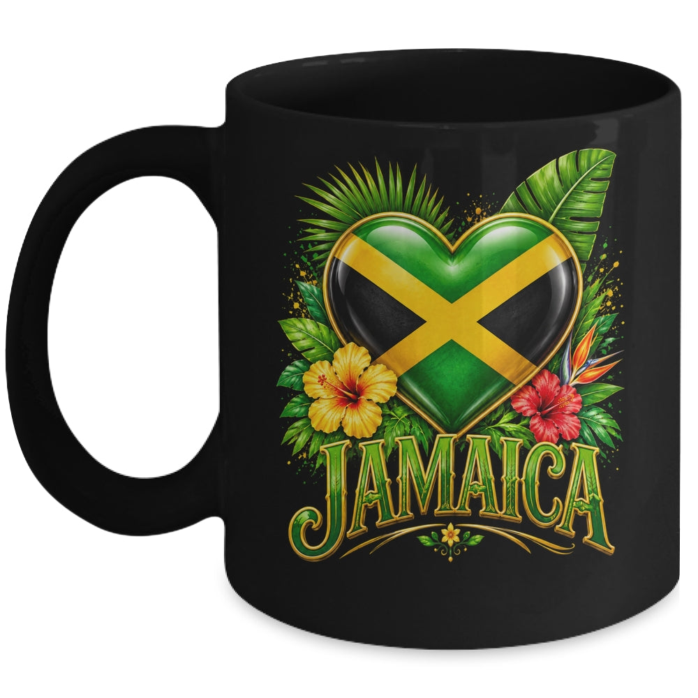 Jamaica Flag Heart Watercolors Jamaican Vacation Men Women Mug | teecentury