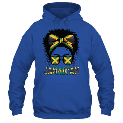 Jamaican Girl Jamaica Flag Pride Black Woman Afro Messy Bun Shirt & Tank Top | teecentury