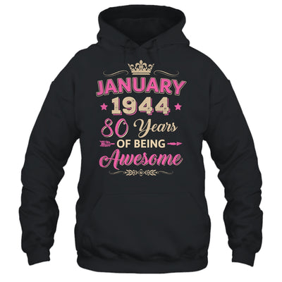 January 1944 80 Years Of Being Awesome Retro 80th Birthday Shirt & Tank Top | teecentury