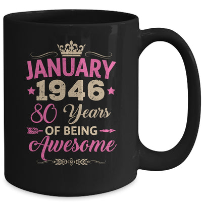 January 1946 80 Years Of Being Awesome Retro 80th Birthday Mug | teecentury