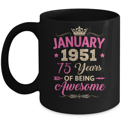January 1951 75 Years Of Being Awesome Retro 75th Birthday Mug | teecentury
