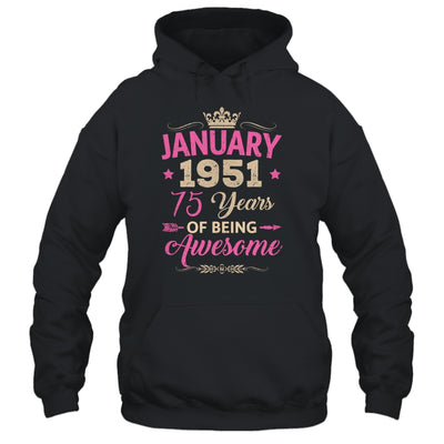 January 1951 75 Years Of Being Awesome Retro 75th Birthday Shirt & Tank Top | teecentury