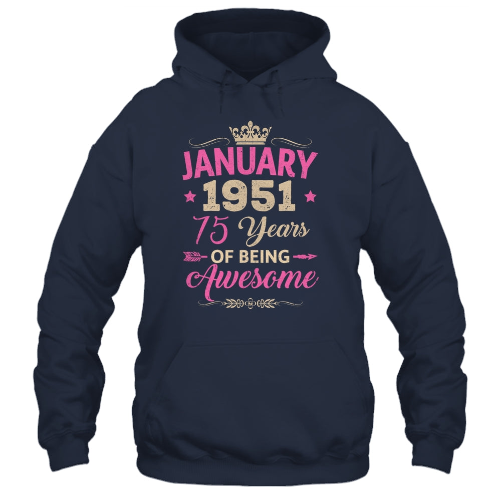 January 1951 75 Years Of Being Awesome Retro 75th Birthday Shirt & Tank Top | teecentury