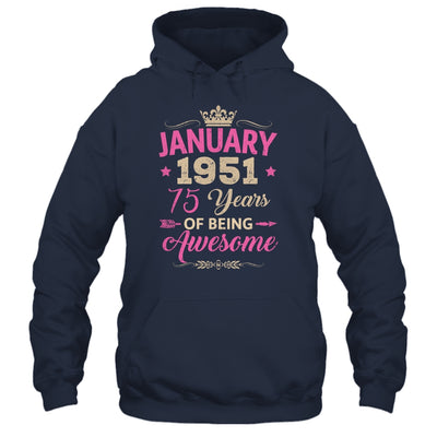 January 1951 75 Years Of Being Awesome Retro 75th Birthday Shirt & Tank Top | teecentury