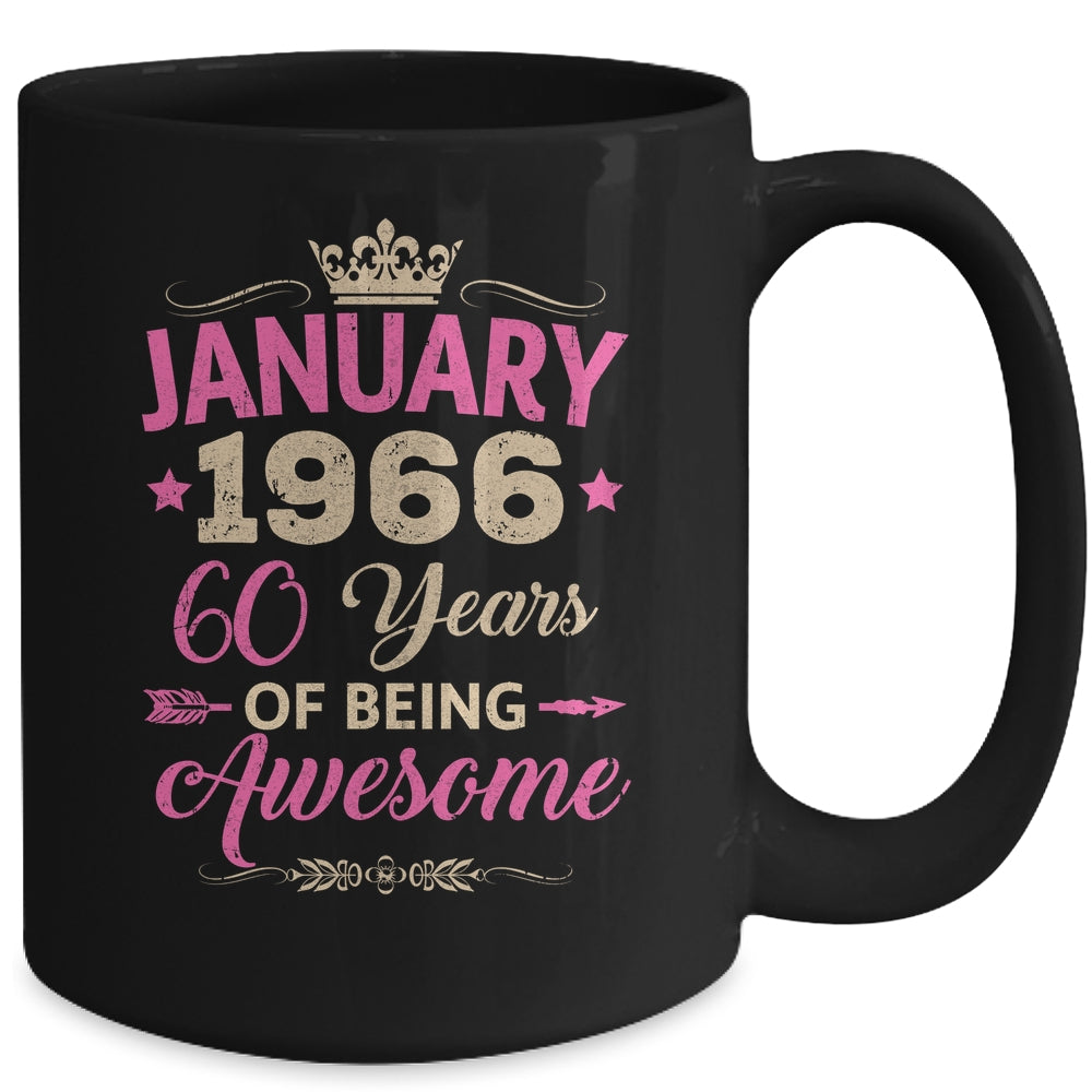 January 1966 60 Years Of Being Awesome Retro 60th Birthday Mug | teecentury