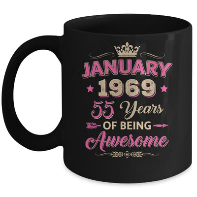 January 1969 55 Years Of Being Awesome Retro 55th Birthday Mug | teecentury