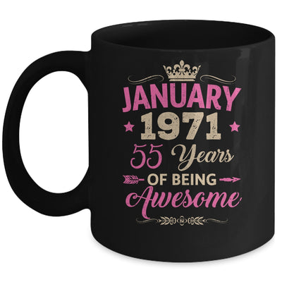 January 1971 55 Years Of Being Awesome Retro 55th Birthday Mug | teecentury