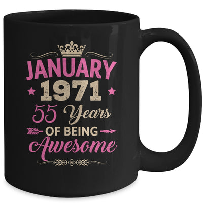 January 1971 55 Years Of Being Awesome Retro 55th Birthday Mug | teecentury