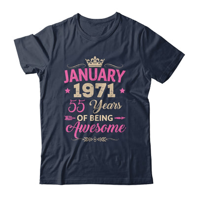 January 1971 55 Years Of Being Awesome Retro 55th Birthday Shirt & Tank Top | teecentury