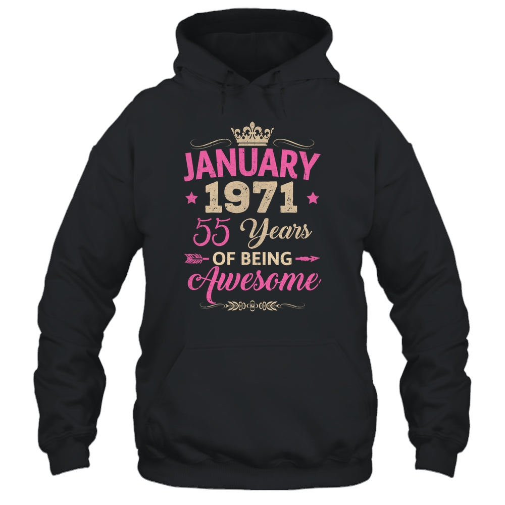 January 1971 55 Years Of Being Awesome Retro 55th Birthday Shirt & Tank Top | teecentury