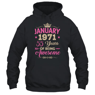 January 1971 55 Years Of Being Awesome Retro 55th Birthday Shirt & Tank Top | teecentury