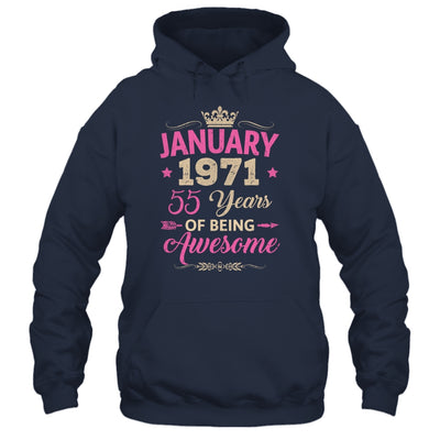January 1971 55 Years Of Being Awesome Retro 55th Birthday Shirt & Tank Top | teecentury