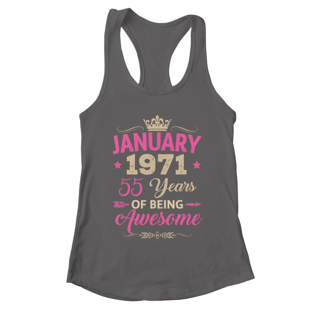 January 1971 55 Years Of Being Awesome Retro 55th Birthday Shirt & Tank Top | teecentury