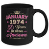 January 1974 50 Years Of Being Awesome Retro 50th Birthday Mug | teecentury
