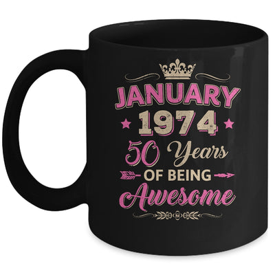 January 1974 50 Years Of Being Awesome Retro 50th Birthday Mug | teecentury
