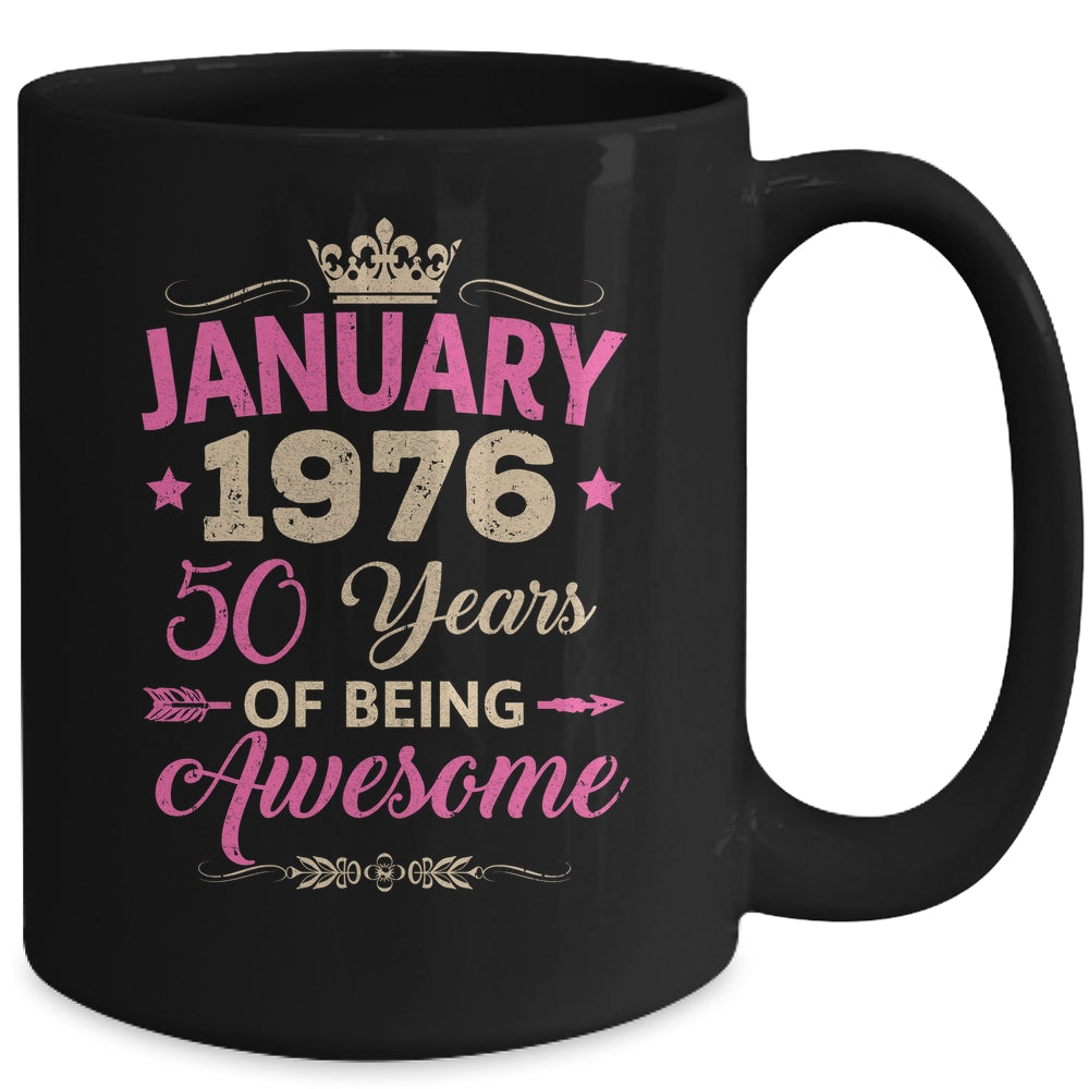 January 1976 50 Years Of Being Awesome Retro 50th Birthday Mug | teecentury