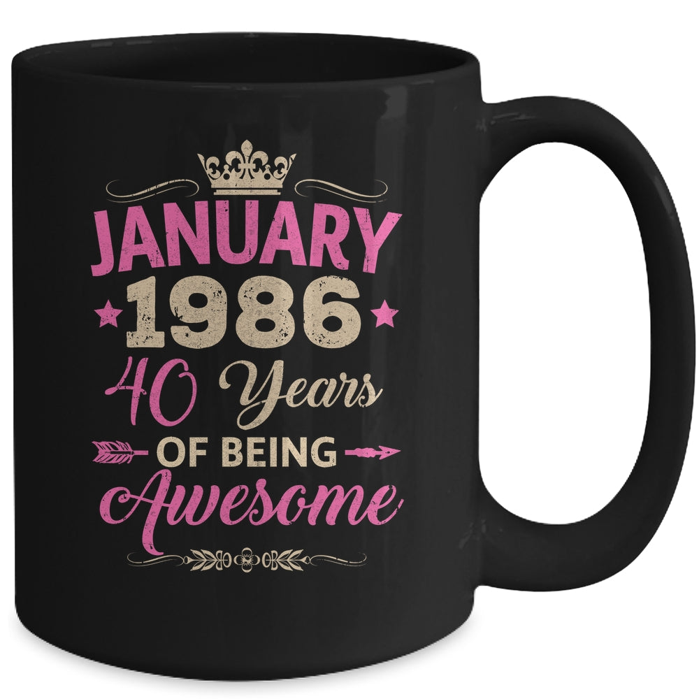 January 1986 40 Years Of Being Awesome Retro 40th Birthday Mug | teecentury