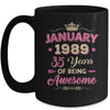 January 1989 35 Years Of Being Awesome Retro 35th Birthday Mug | teecentury