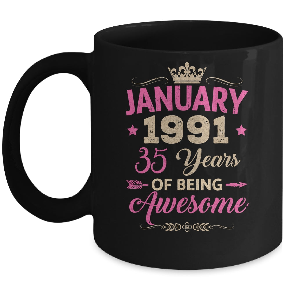 January 1991 35 Years Of Being Awesome Retro 35th Birthday Mug | teecentury