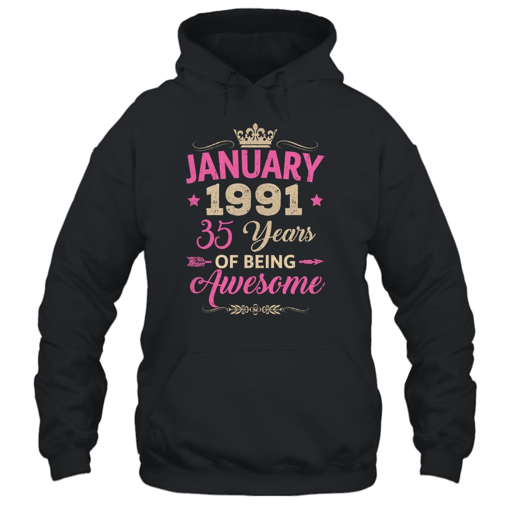 January 1991 35 Years Of Being Awesome Retro 35th Birthday Shirt & Tank Top | teecentury