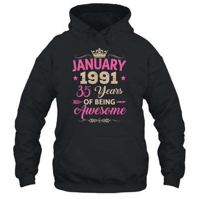 January 1991 35 Years Of Being Awesome Retro 35th Birthday Shirt & Tank Top | teecentury