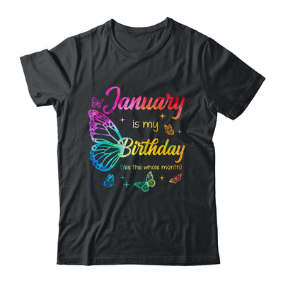 January Birthday For Women Girls Butterfly Tie Dye Theme Shirt & Tank Top | teecentury