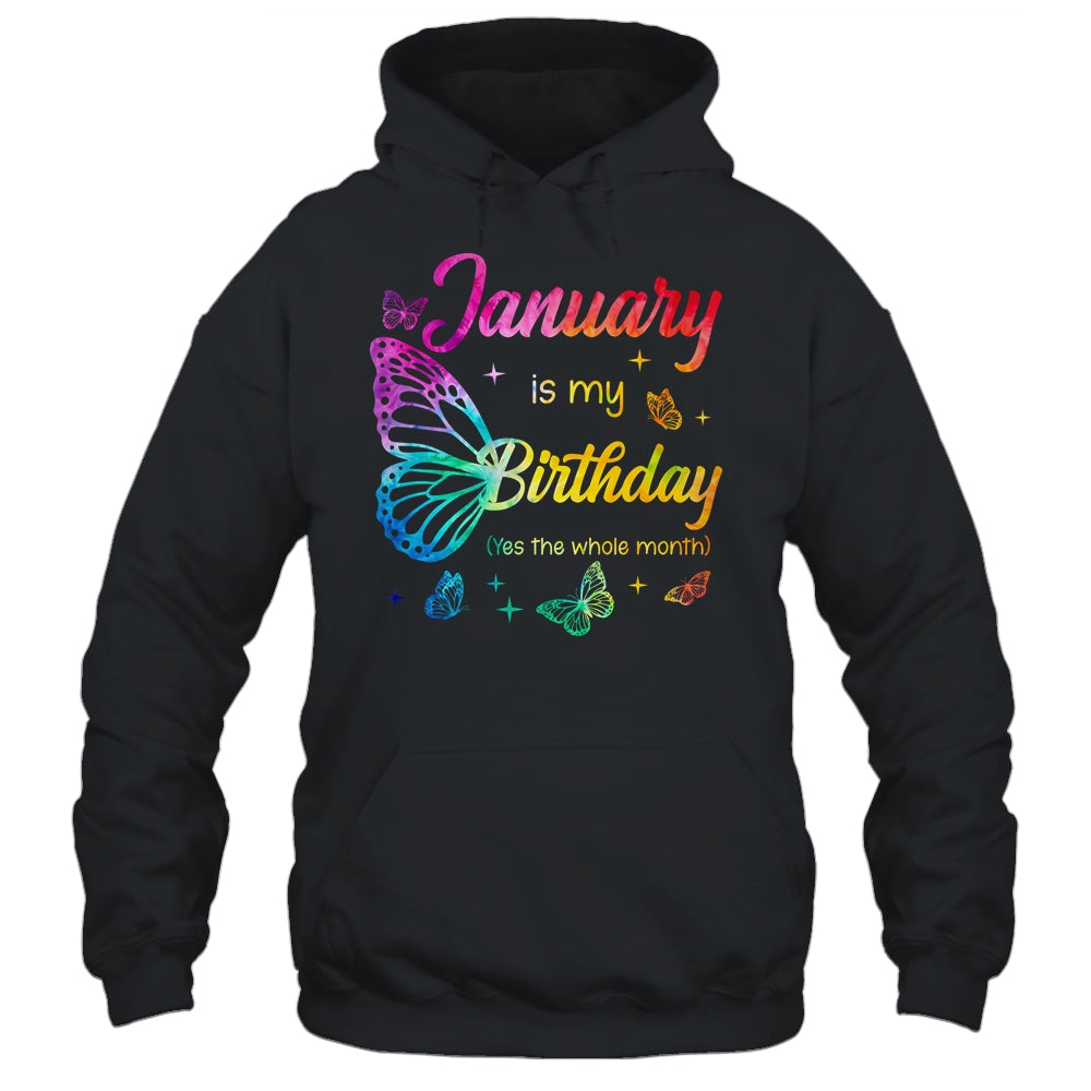 January Birthday For Women Girls Butterfly Tie Dye Theme Shirt & Tank Top | teecentury