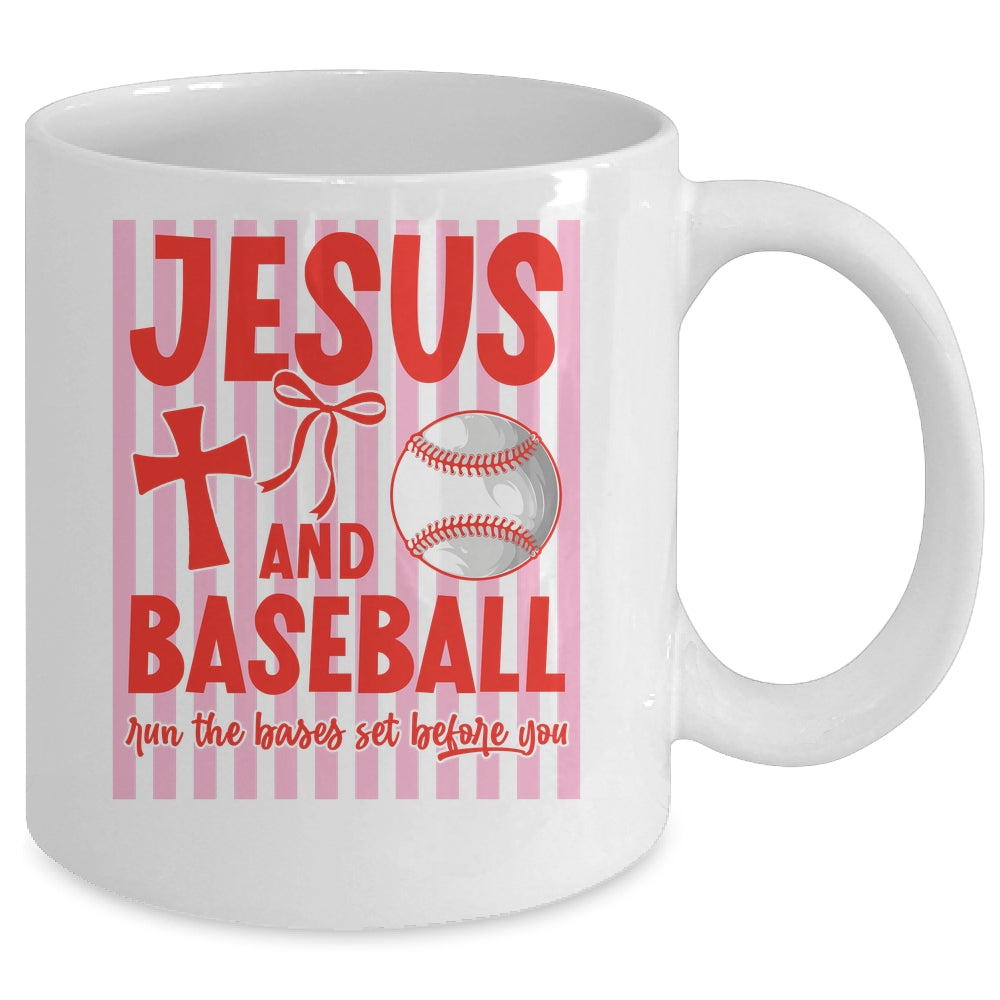 Jesus And Baseball Run The Bases Set Before You Christian Mug | teecentury