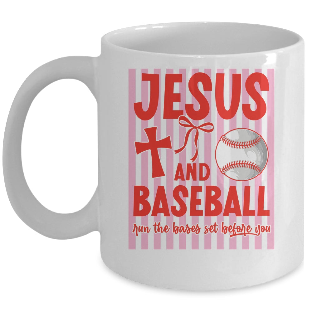 Jesus And Baseball Run The Bases Set Before You Christian Mug | teecentury