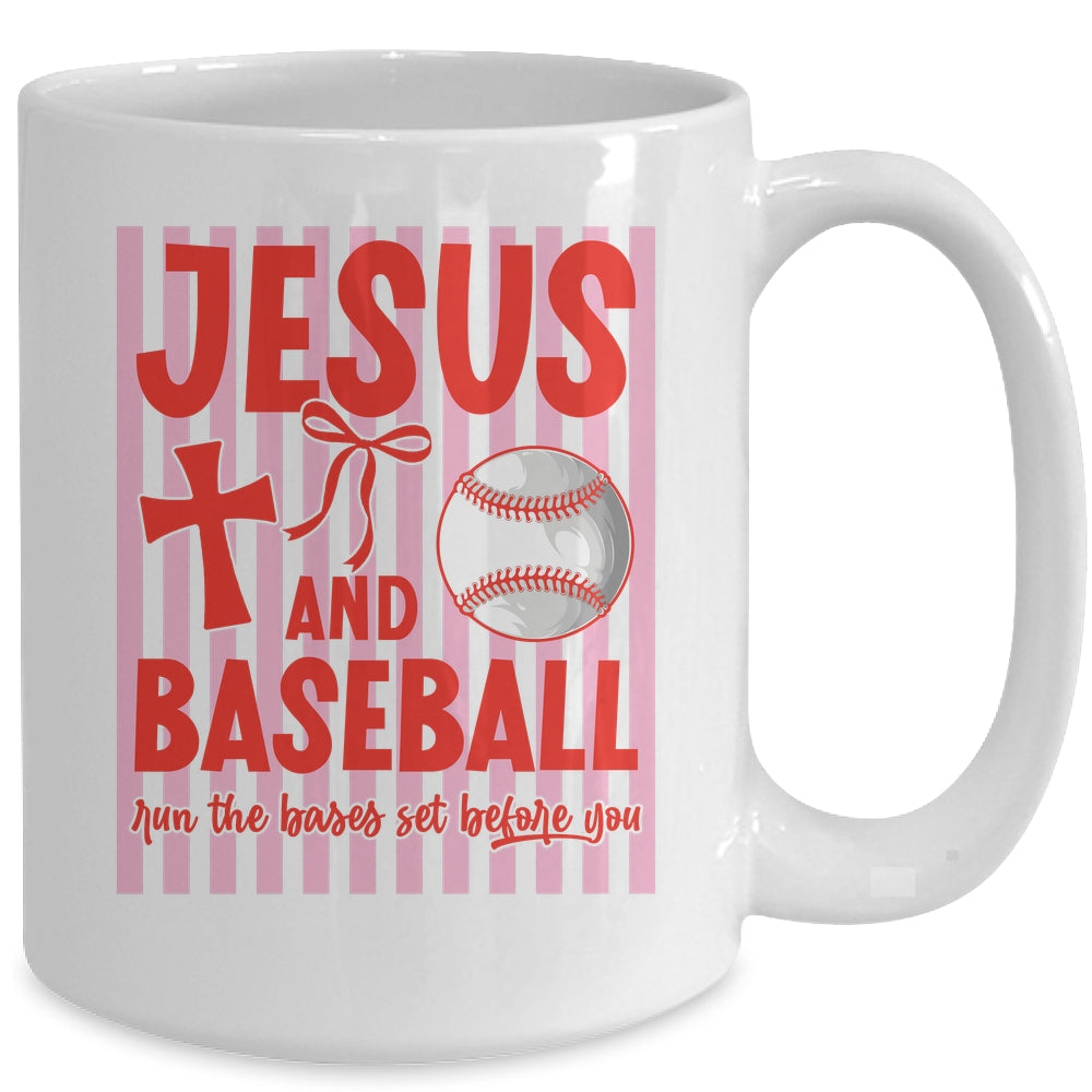 Jesus And Baseball Run The Bases Set Before You Christian Mug | teecentury