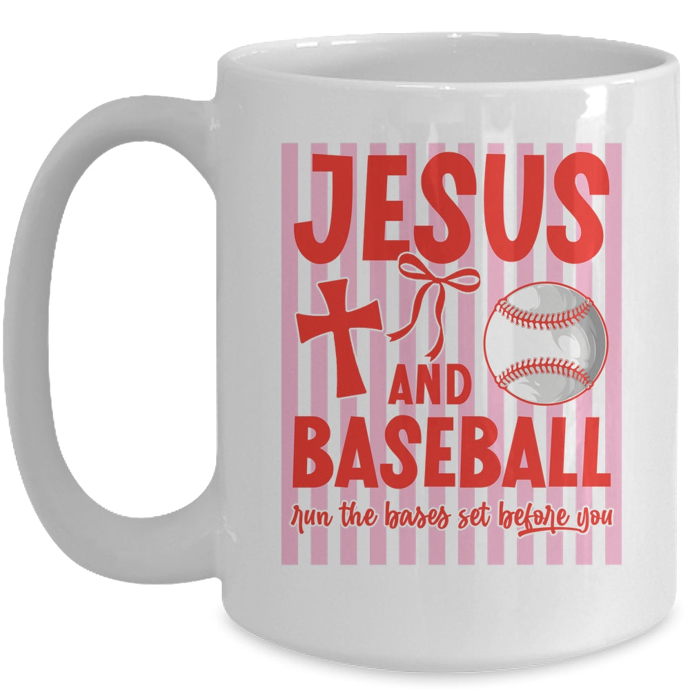 Jesus And Baseball Run The Bases Set Before You Christian Mug | teecentury