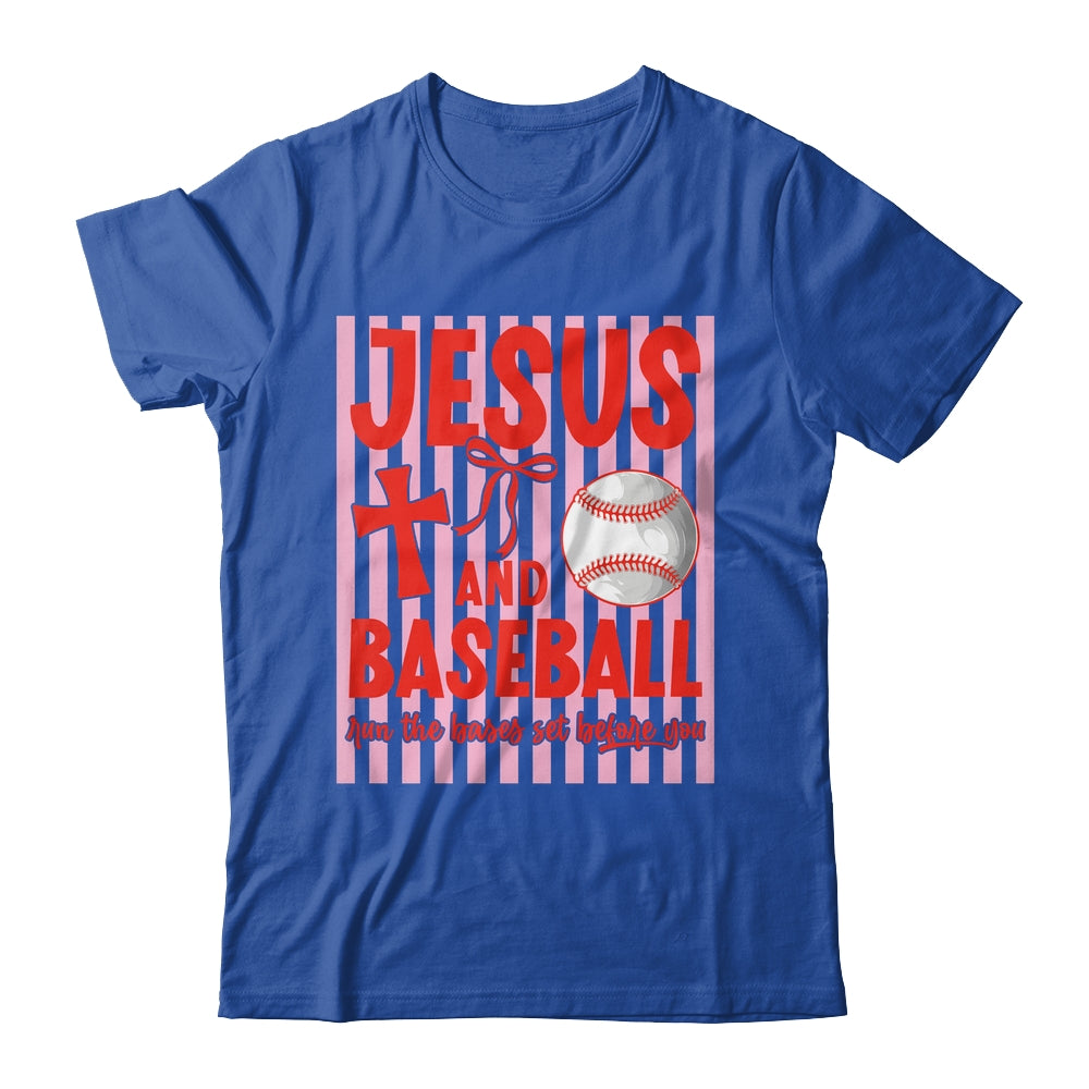 Jesus And Baseball Run The Bases Set Before You Christian Shirt & Tank Top | teecentury