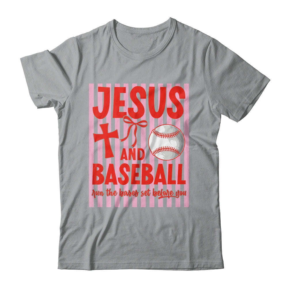 Jesus And Baseball Run The Bases Set Before You Christian Shirt & Tank Top | teecentury