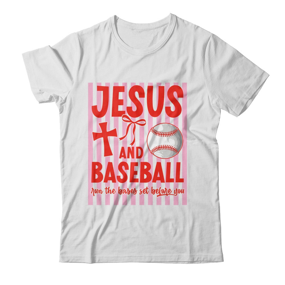 Jesus And Baseball Run The Bases Set Before You Christian Shirt & Tank Top | teecentury