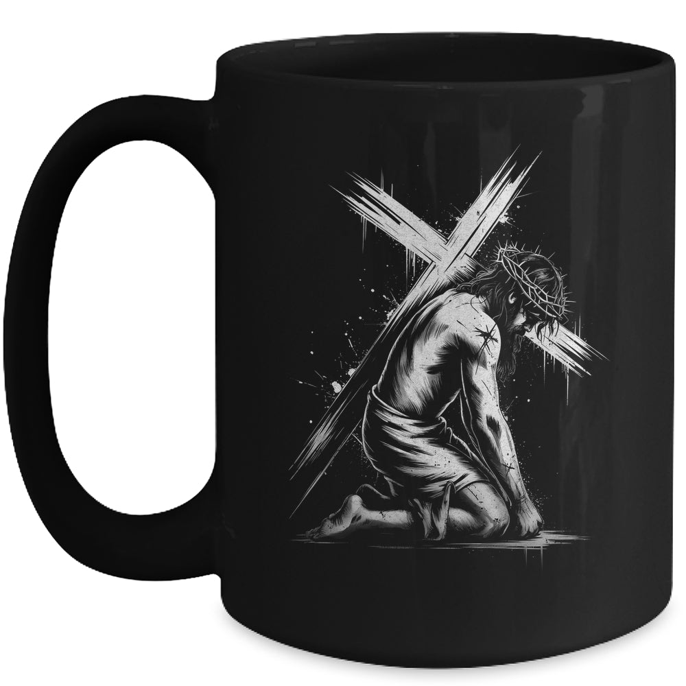 Jesus Carrying Cross Religious Vintage Christian Christ Mug | teecentury