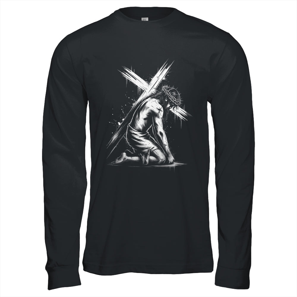 Jesus Carrying Cross Religious Vintage Christian Christ Shirt & Hoodie | teecentury