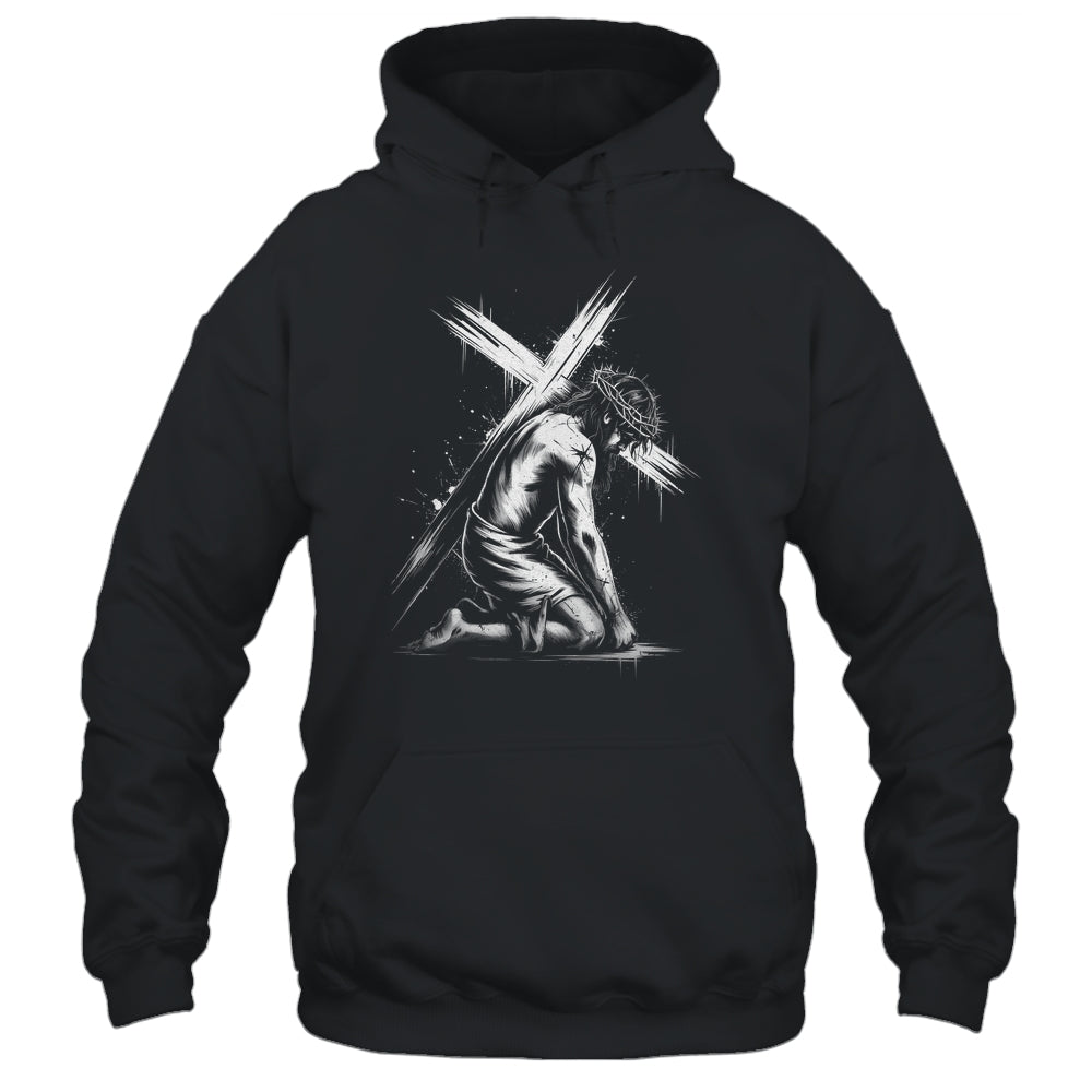 Jesus Carrying Cross Religious Vintage Christian Christ Shirt & Hoodie | teecentury