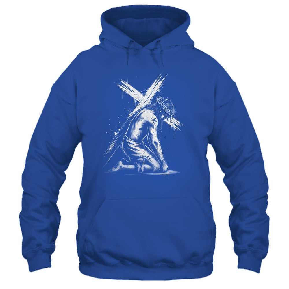 Jesus Carrying Cross Religious Vintage Christian Christ Shirt & Hoodie | teecentury