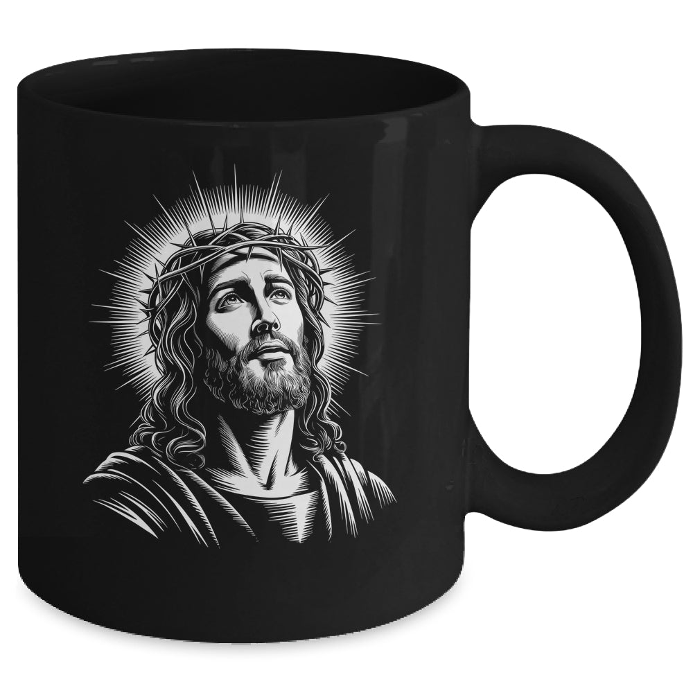 Jesus Christ Face With Crown Of Thorn God Bible Christian Mug | teecentury