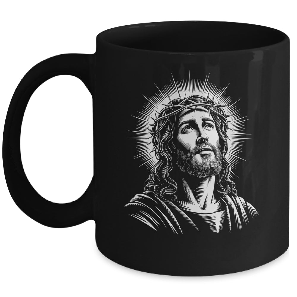 Jesus Christ Face With Crown Of Thorn God Bible Christian Mug | teecentury