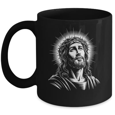 Jesus Christ Face With Crown Of Thorn God Bible Christian Mug | teecentury