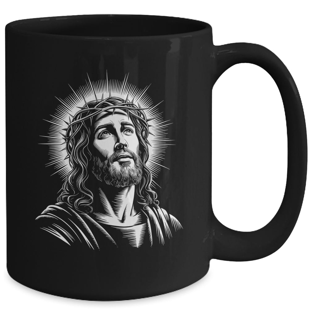 Jesus Christ Face With Crown Of Thorn God Bible Christian Mug | teecentury